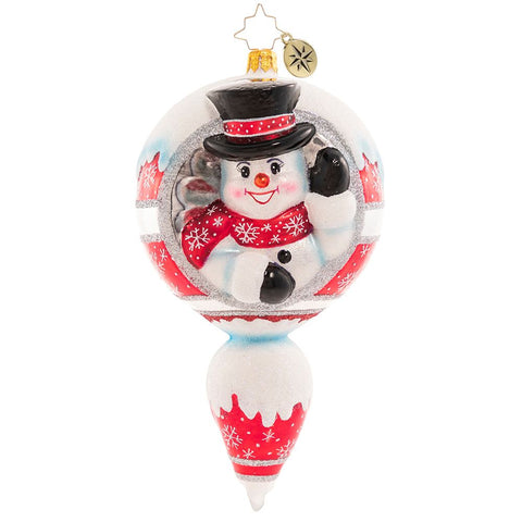 Christopher Radko A Frosty Hello snowman Drop Ornament