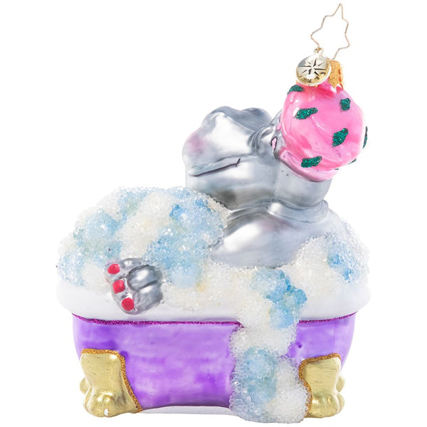 Christopher Radko Bathtime Bubbles Hippo Christmas Ornament