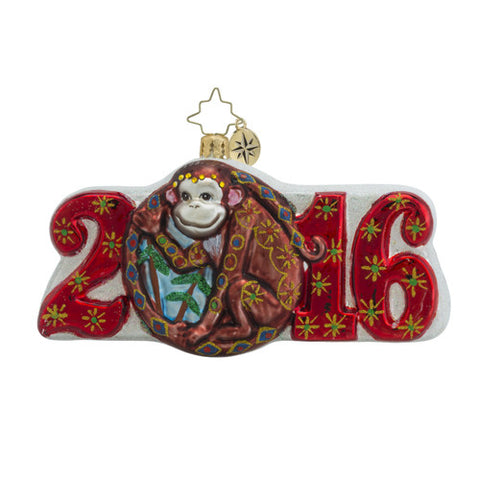 Christopher Radko Dated 2016 Chinese New Year of the Monkey Ornament