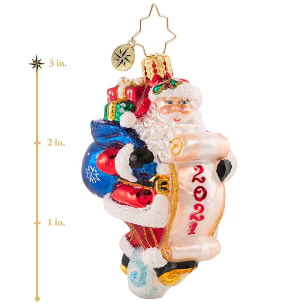 Christopher Radko 2021 Dated Santa Saves The Date Little Gem Ornament