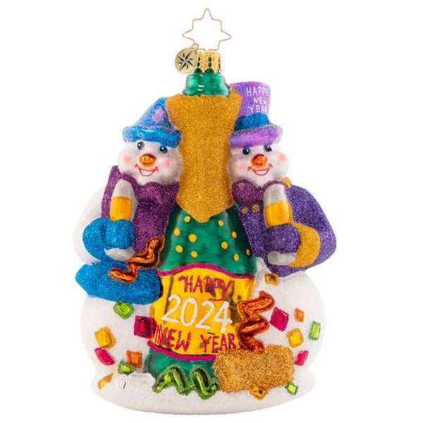 Christopher Radko 2024 Dated Happy New Year's Toast Champagne Ornament