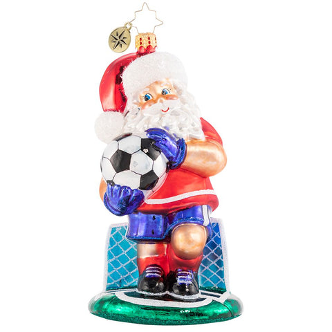 Christopher Radko Grass Stains For Goalie Glory Soccer Santa Ornament