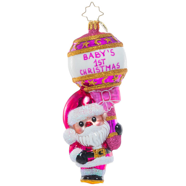 Christopher Radko Baby First Christmas Rattle: Pretty in Pink Ornament