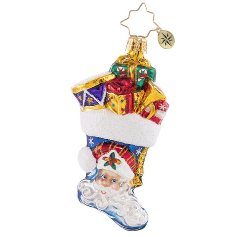 Christopher Radko Presents A'Plenty Little Gem Santa Stocking Ornament