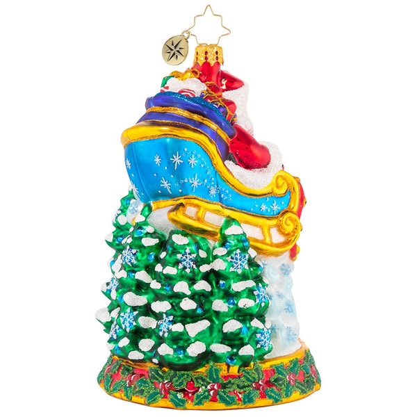 Christopher Radko Racing Around The Forest Santa & Horse Ornament OOTM