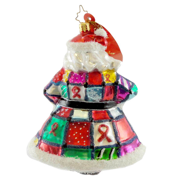 Christopher Radko AIDS 2008 Quilt N Claus Santa Ornament
