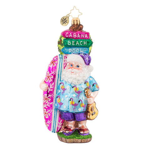 Christopher Radko Aloha Santa! Surfer Hawaiian Ornament