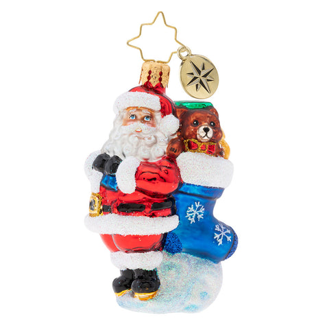 Christopher Radko Heaping Holiday Helping Little Gem Santa & Teddy Bear Ornament