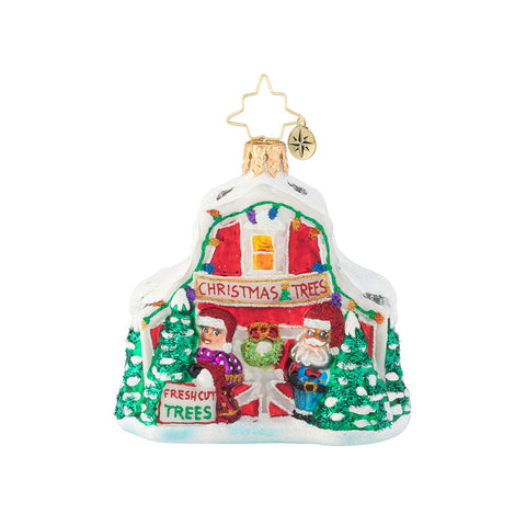 Christopher Radko North Pole Tree Farm Santa Barn LIttle Gem Ornament