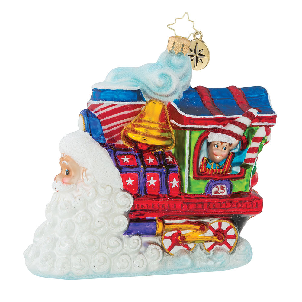 Christopher Radko Santa's On Track for Christmas Train Ornament