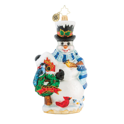 Christopher Radko Snowbird Sanctuary Snowman & Birdhouse Ornament