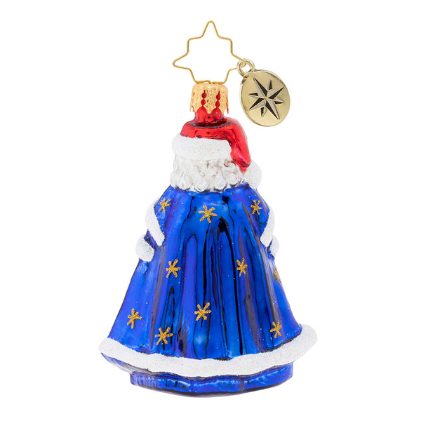 Christopher Radko With Night Clothing In Little Gem Blue Santa & Deer Ornament