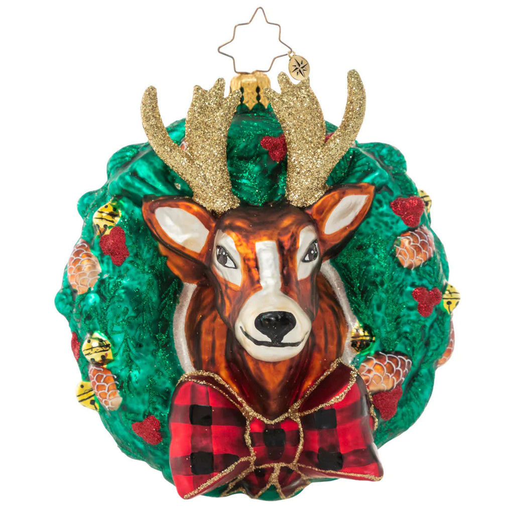 Christopher Radko Rustic Reindeer Wreath Ornament