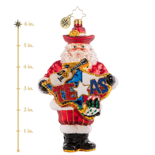 Christopher Radko His Heart Belongs To Texas Santa Ornament