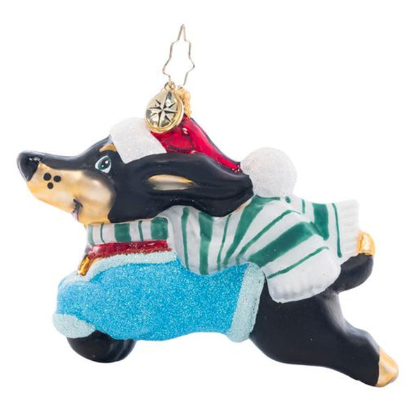 Christopher Radko Santa Paws Wiener Dog Ornament
