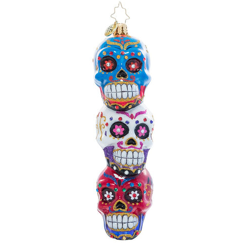 Christopher Radko Halloween Spooky Sugar Skulls Totem Ornament