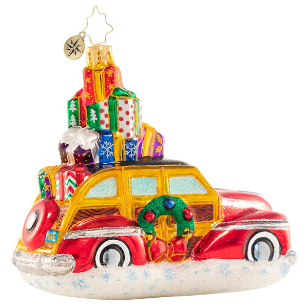 Christopher Radko Wood-Paneled Whimsy Santa's Woody Car Ornament