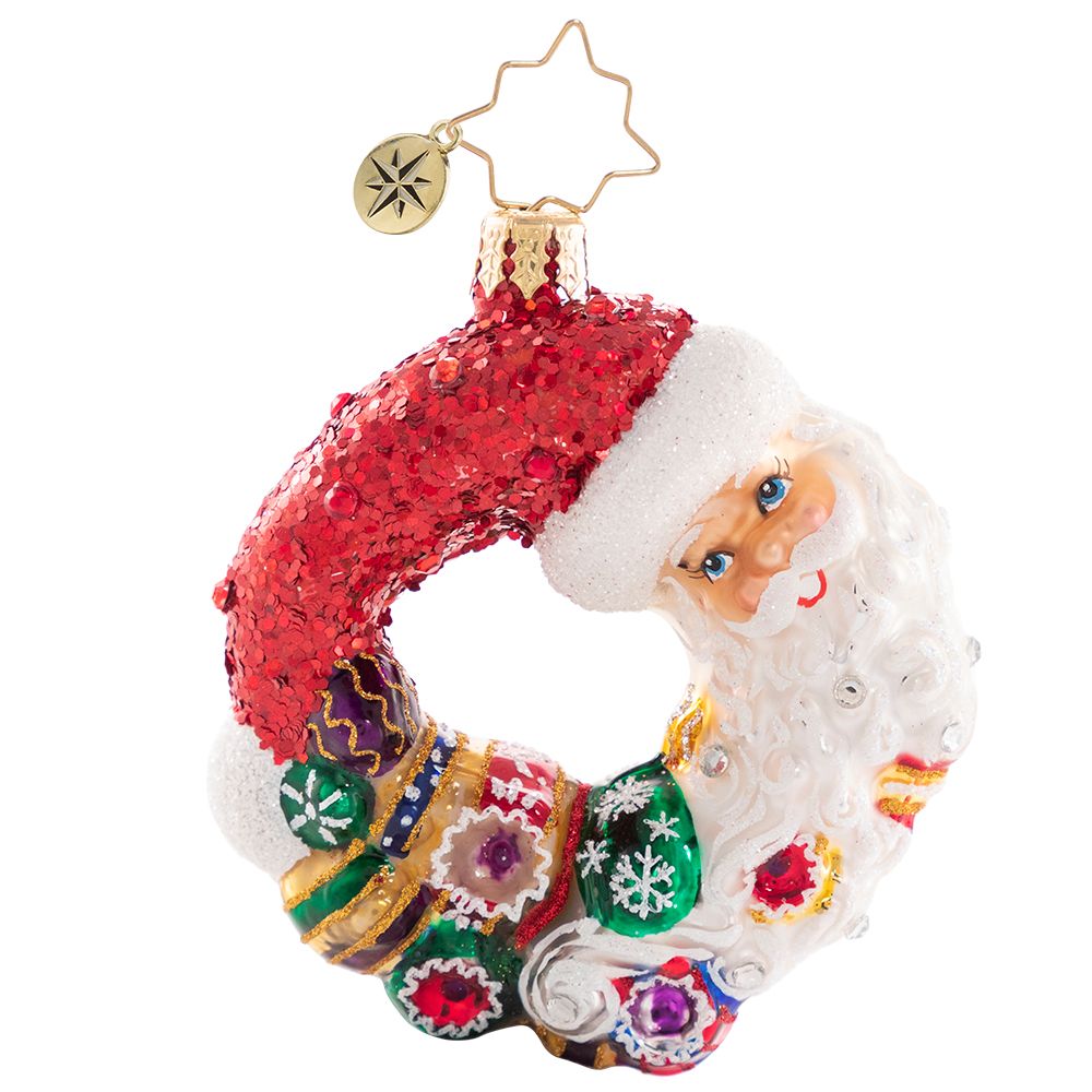 Christopher Radko Santa Comes Full Circle Wreath Little Gem Wreath Ornament