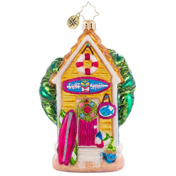 Christopher Radko High Tide In Paradise Surf Shack Beach Ornament