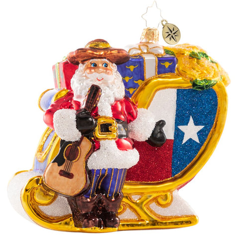 Christopher Radko Texas Santa's Lavish Lone Star Sleigh Ornament